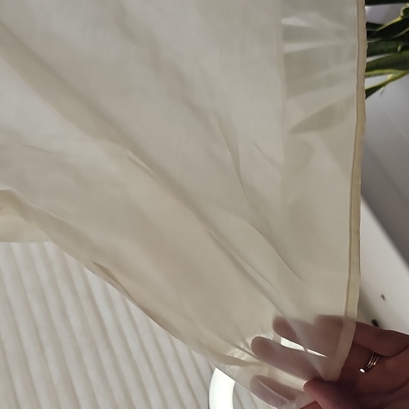 Sheer Cream Long Sleeve Blouse, Large - Picture 7 of 12